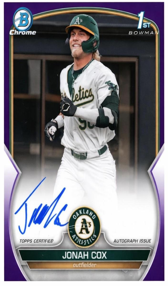2023 Bowman Draft Chrome Baseball Purple Jonah Cox #CDA-JCO