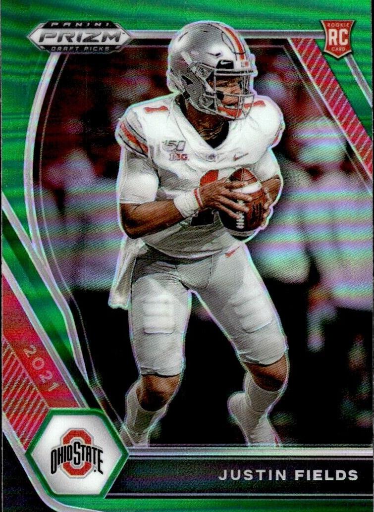2021 Panini Prizm Draft Picks Football Green Justin Fields #121 PSA 9