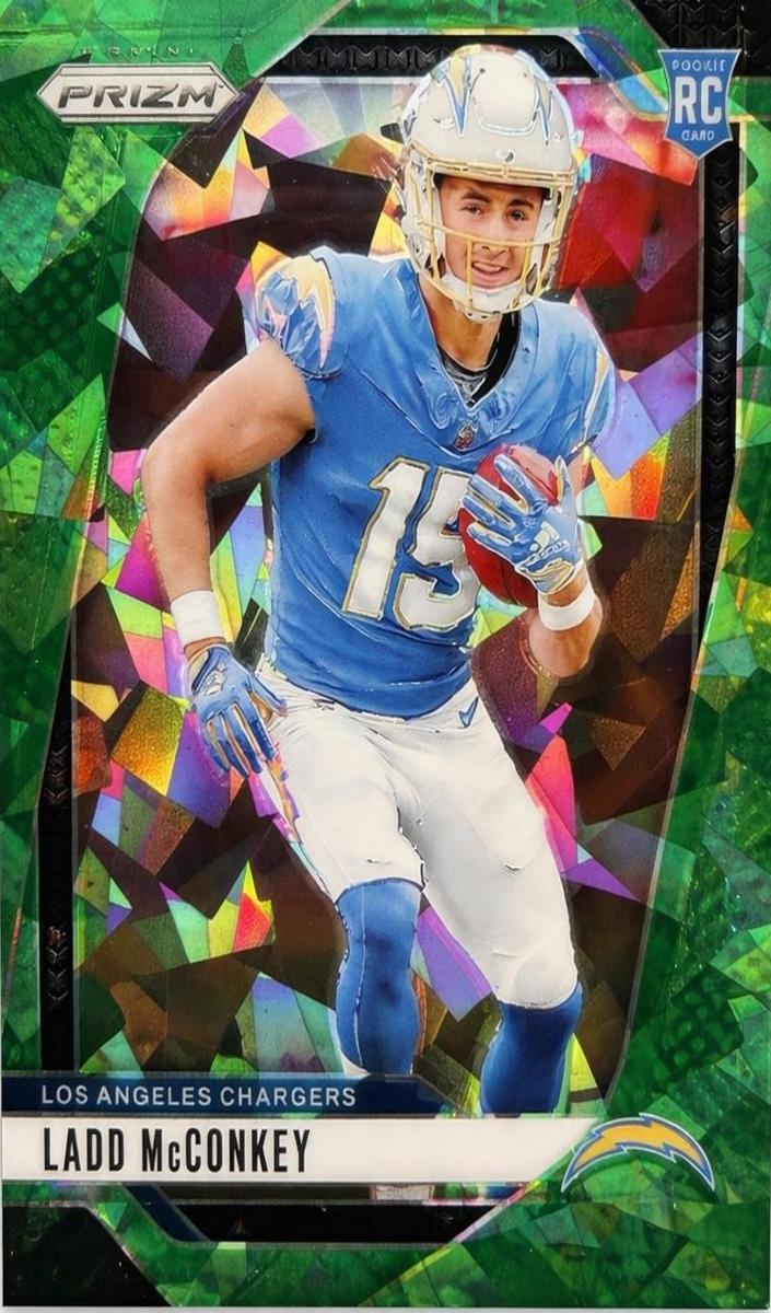 2024 Panini Prizm Football Green Ice Ladd McConkey #365 PSA 10