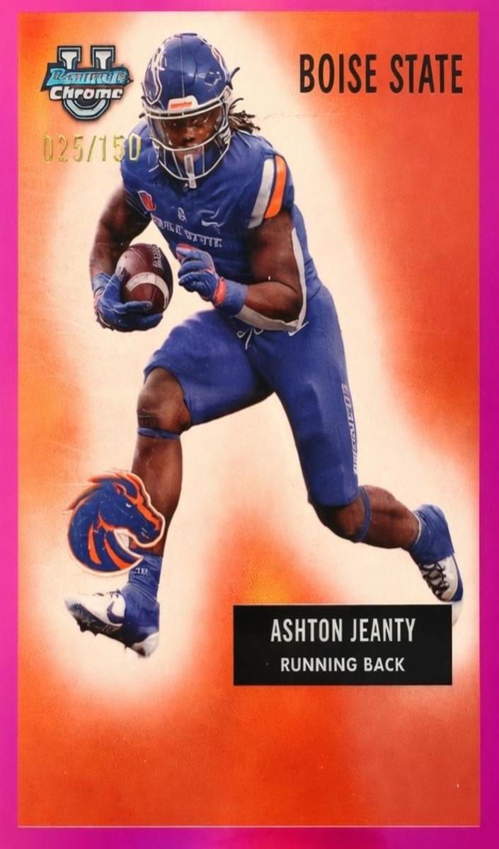 2024 Bowman Chrome University Football Fuchsia Refractor Ashton Jeanty #55B-21 PSA 9