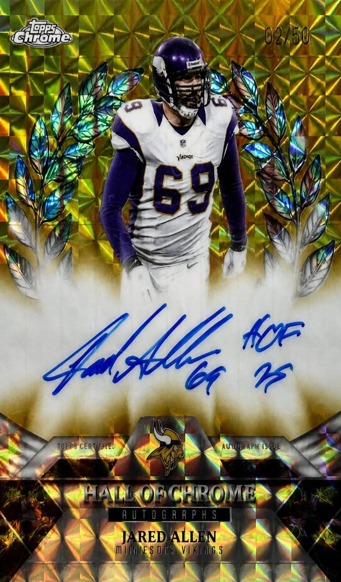 2025 Topps Chrome Football Gold Geometric Refractor Jared Allen #HOCA-JA PSA 10