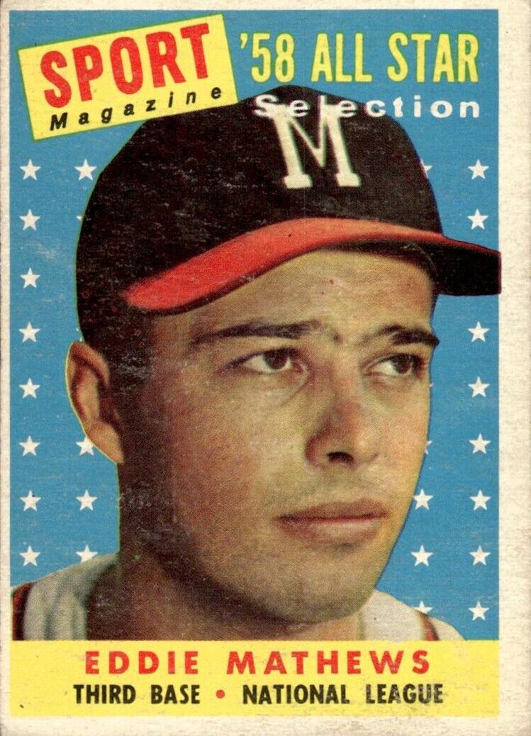 1958 Topps Baseball All-Star Eddie Mathews #480 PSA 6.5