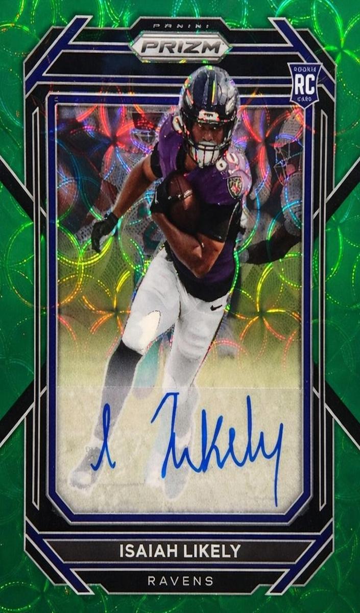 2022 Panini Prizm Football Green Scope Isaiah Likely #363 PSA 10