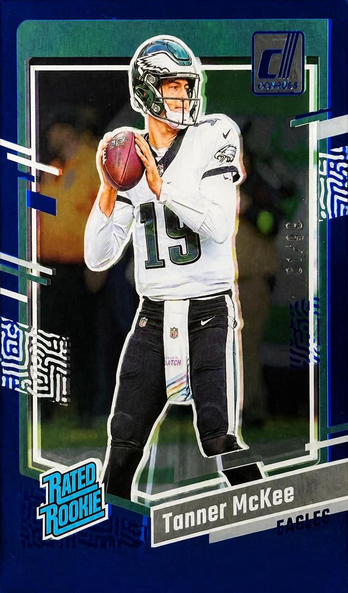 2023 Panini Clearly Donruss Football Blue Tanner McKee #86