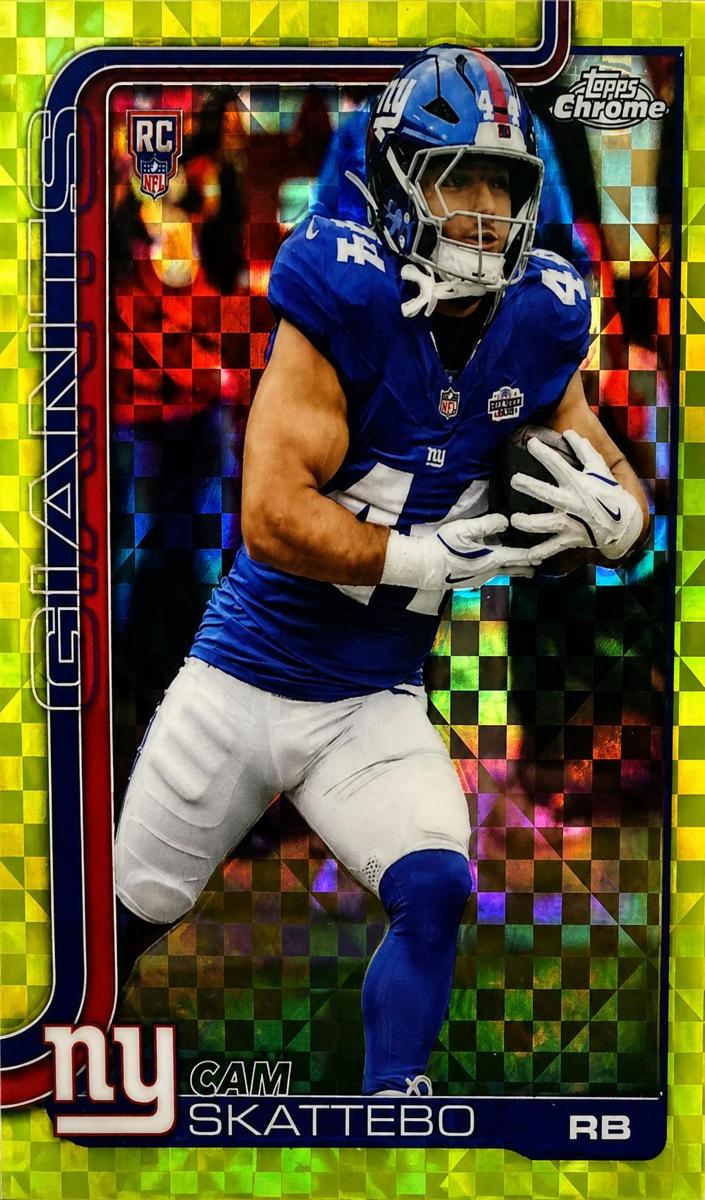 2025 Topps Chrome Football Lime Green X-Fractor Cam Skattebo #331 RAW Ungraded