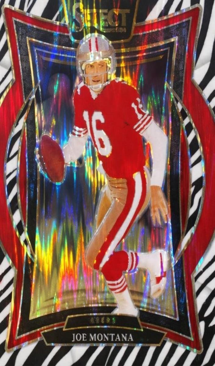 2024 Panini Select Football Zebra Shock Joe Montana #70 PSA 9