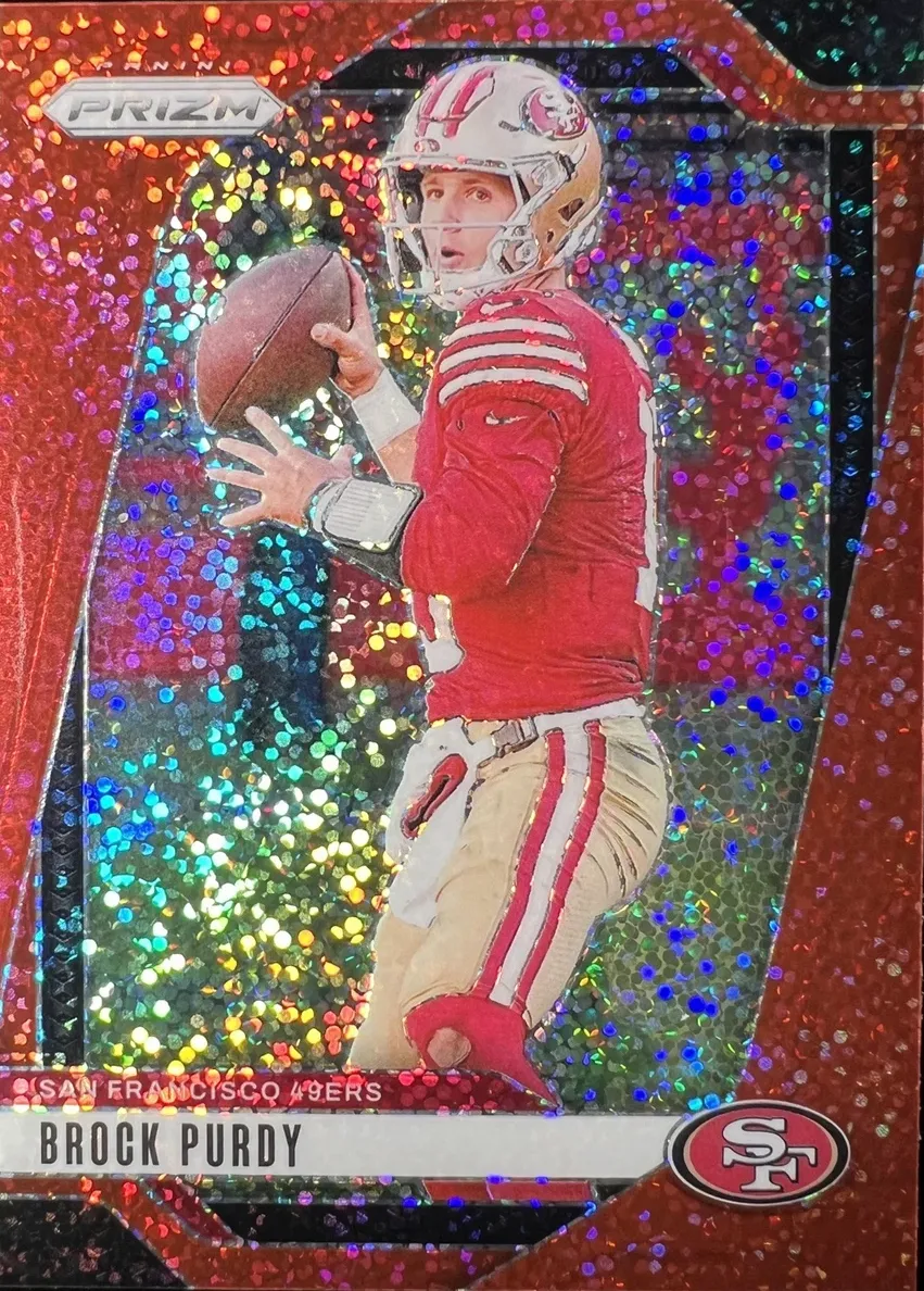2024 Panini Prizm Football Red Sparkle Brock Purdy #249
