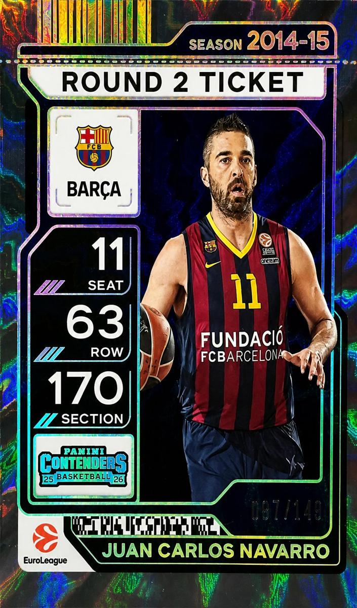 2025 Panini Contenders EuroLeague Basketball Round 2 Ticket Juan Carlos Navarro #81