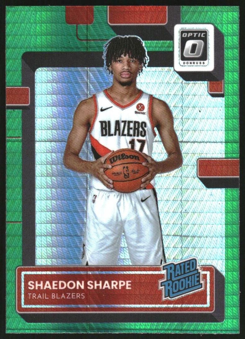 2022 Donruss Optic Basketball Hyper Green Shaedon Sharpe #249 PSA 8