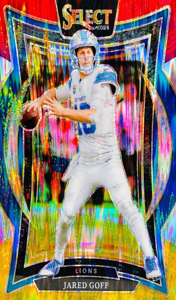 2024 Panini Select Football Red and Yellow Shock Jared Goff #36
