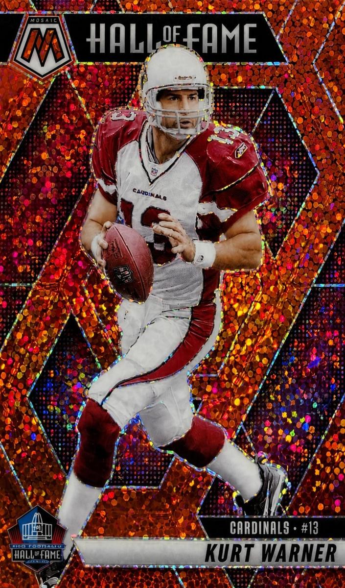 2025 Panini Mosaic Football Red Sparkle Kurt Warner #300