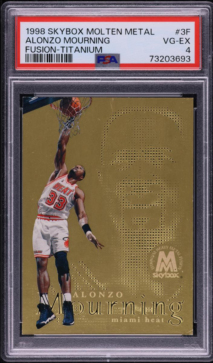 1998 Skybox Molten Metal Basketball Titanium Alonzo Mourning #3 PSA 8.5