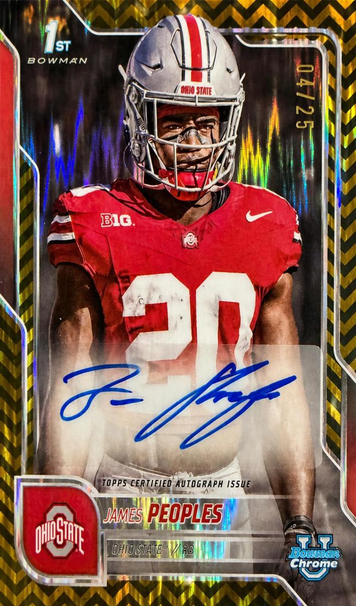 2025 Bowman Chrome University Football Black & Gold Stealth Refractor James Peoples #BCA-JP