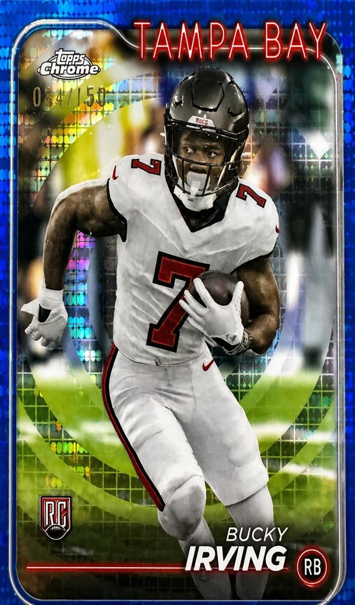 2024 Topps Chrome Football Blue Refractor Bucky Irving #226