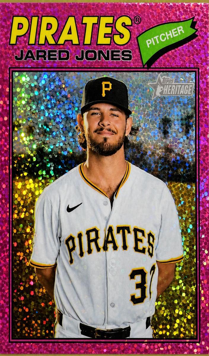 2026 Topps Heritage Baseball Pink Sparkle Refractor Jared Jones #141