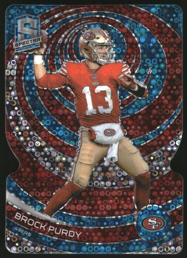 2023 Panini Spectra Football Neon Blue Die Cut Brock Purdy #84