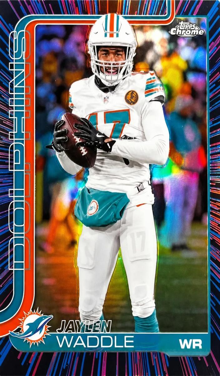 2025 Topps Chrome Football Neon Pulse Refractor Jaylen Waddle #186