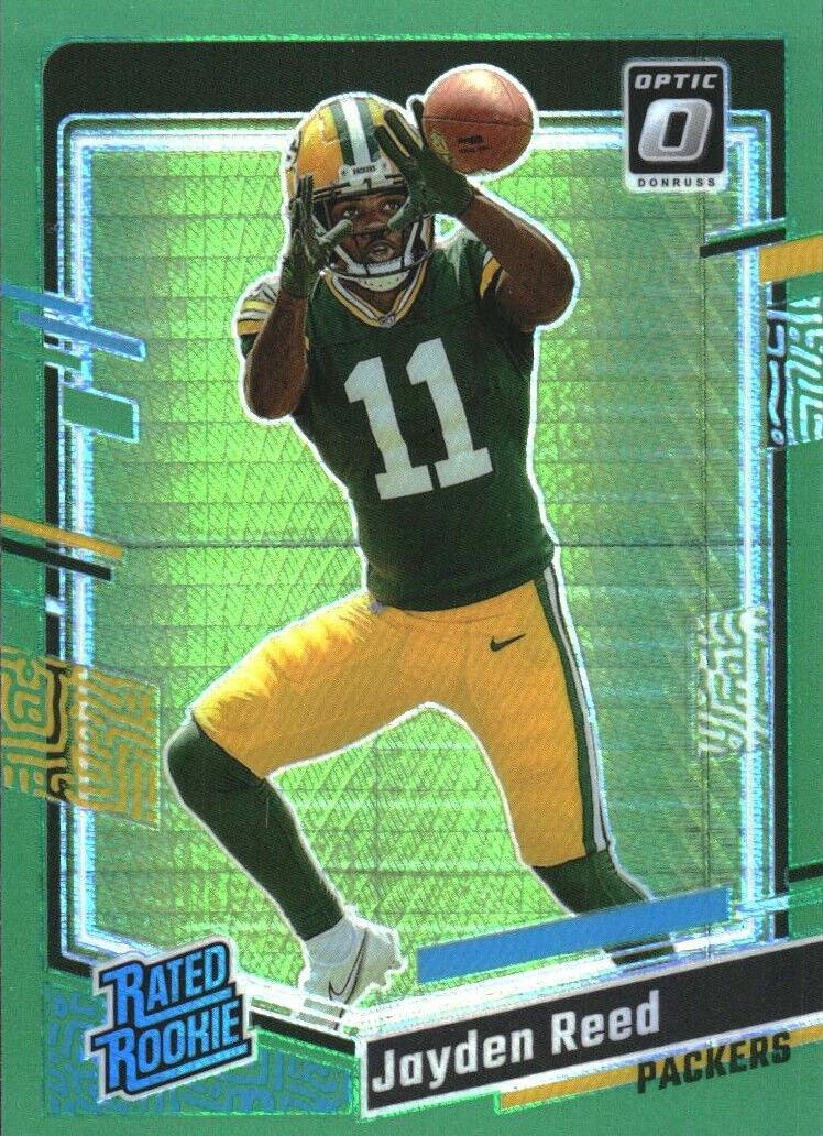 2023 Donruss Optic Football Green Hyper Jayden Reed #239 PSA 9