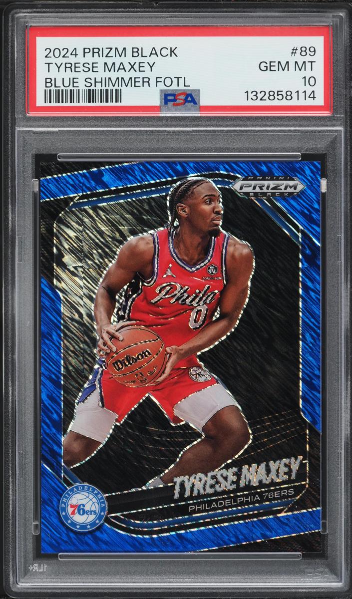 2024 Panini Prizm Black Basketball Blue Shimmer FOTL Tyrese Maxey #89