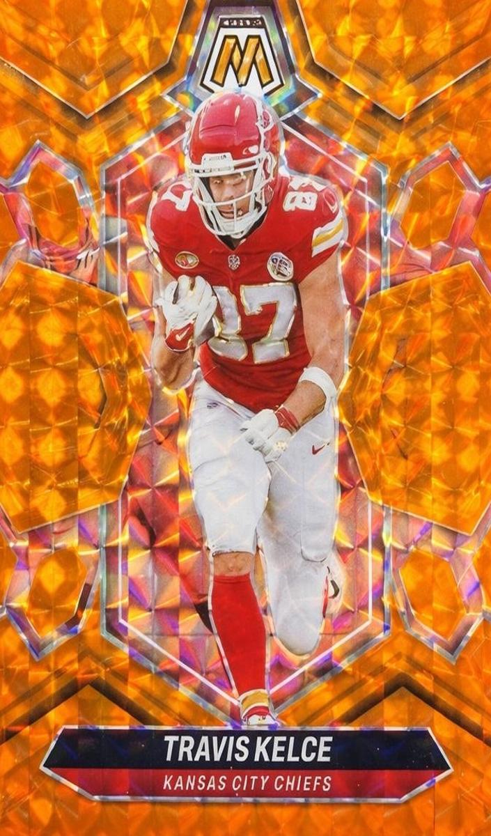 2024 Panini Mosaic Football Orange Travis Kelce #110 PSA 10