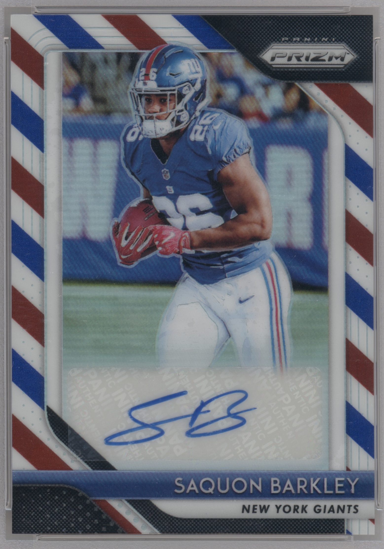 2018 Panini Prizm Football Red White and Blue Saquon Barkley #RA-SB PSA 9