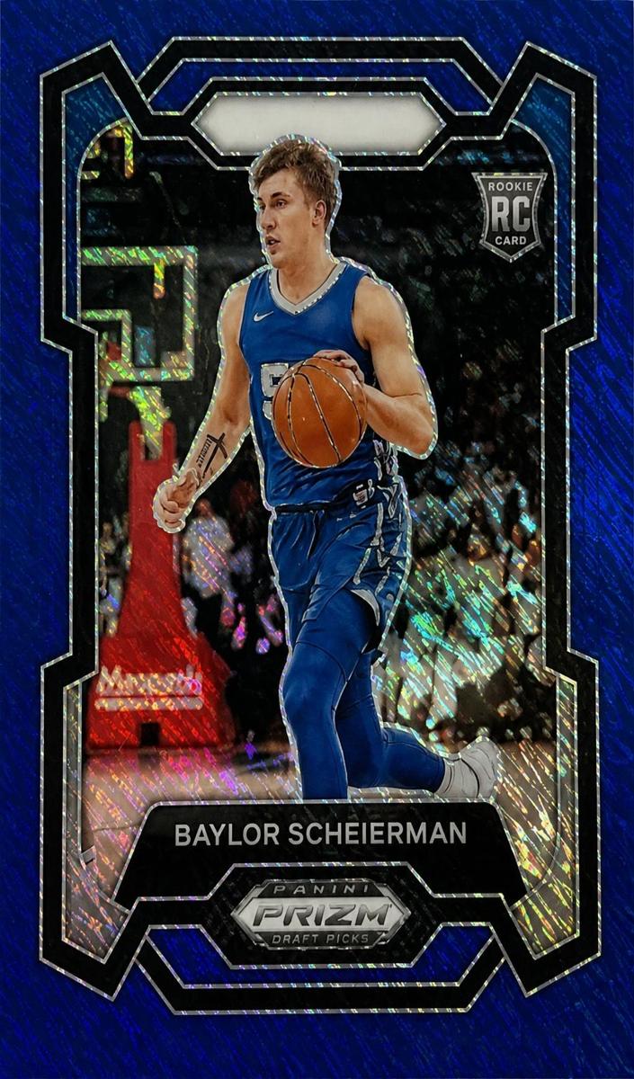 2024 Panini Prizm Draft Picks Basketball Blue Shimmer FOTL Baylor Scheierman #68