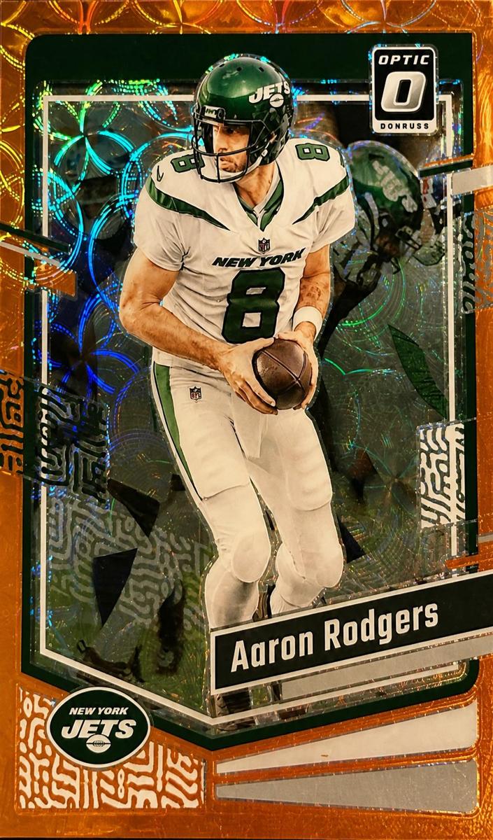 2023 Donruss Optic Football Orange Scope Aaron Rodgers #148 PSA 8.5
