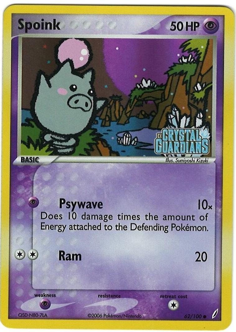 2006 Pokemon EX Crystal Guardians Reverse Foil Spoink #62 CGC 7.5