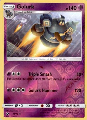 2017 Pokemon Sun & Moon Shining Legends Reverse Holo Golurk #44