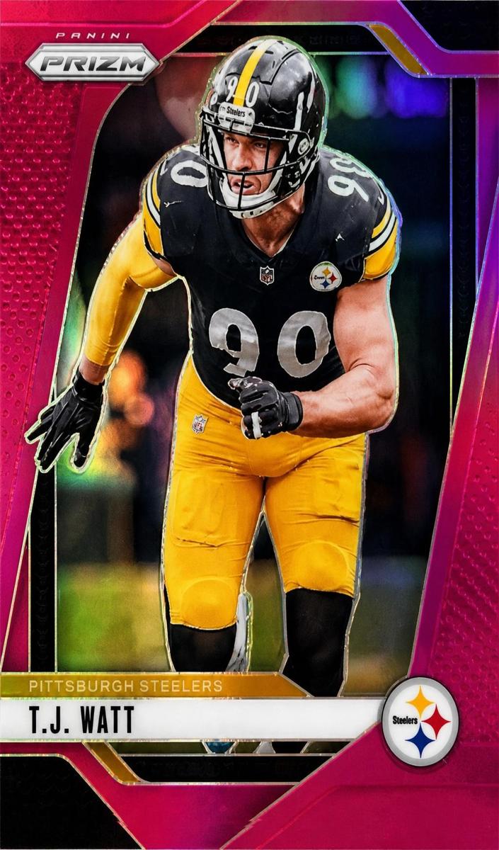 2024 Panini Prizm Football No Huddle Pink T.J. Watt #245 PSA 9