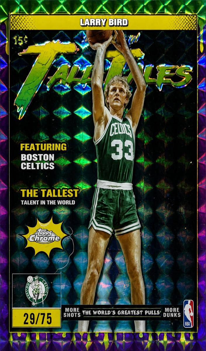2025 Topps Chrome Basketball Geometric Purple Refractor Larry Bird #TT-15 PSA 8