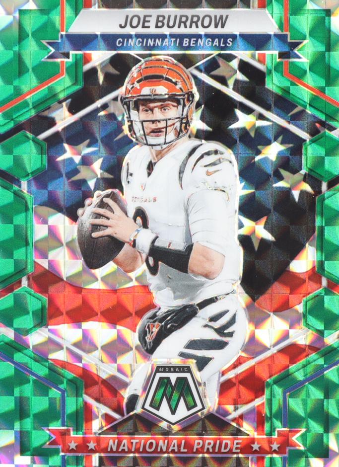 2023 Panini Mosaic Football Green Joe Burrow #254 PSA 9