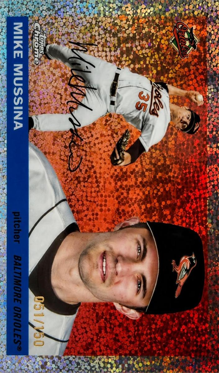 2025 Topps Chrome Platinum Baseball Speckle Refractor Mike Mussina #313