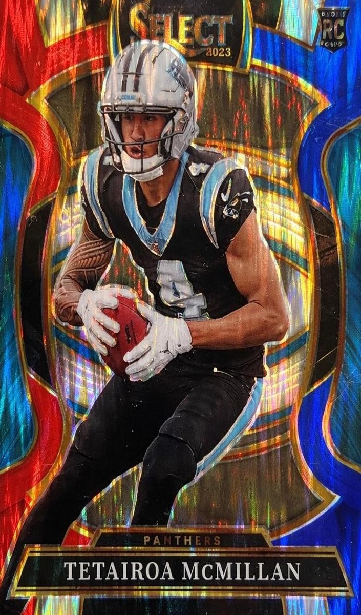 2025 Panini Select Football Red and Blue Shock Tetairoa McMillan #44
