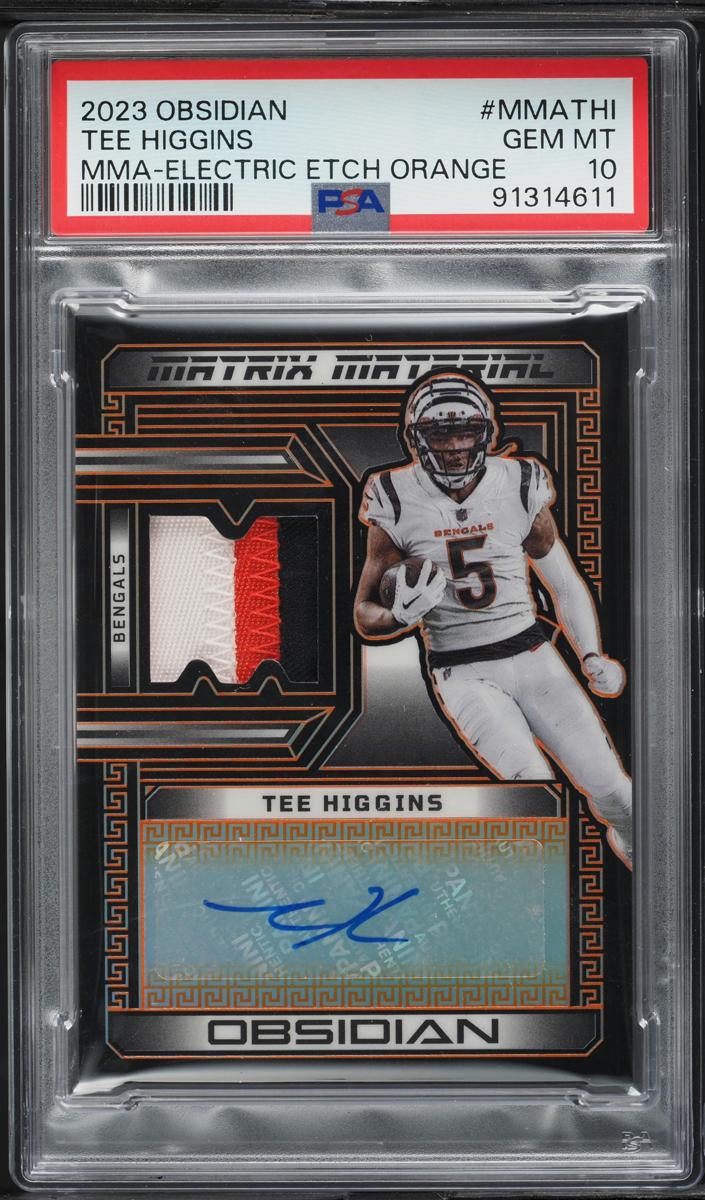 2023 Panini Obsidian Football Electric Etch Orange Tee Higgins #MMA-THI PSA 10