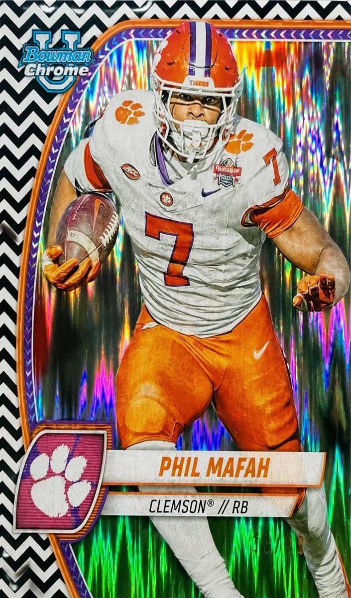 2024 Bowman Chrome University Football Black And White Stealth Refractor Phil Mafah #144