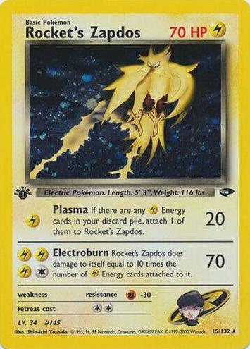 2000 Pokemon Gym Challenge 1st Edition Rocket's Zapdos #15 PSA 8.5