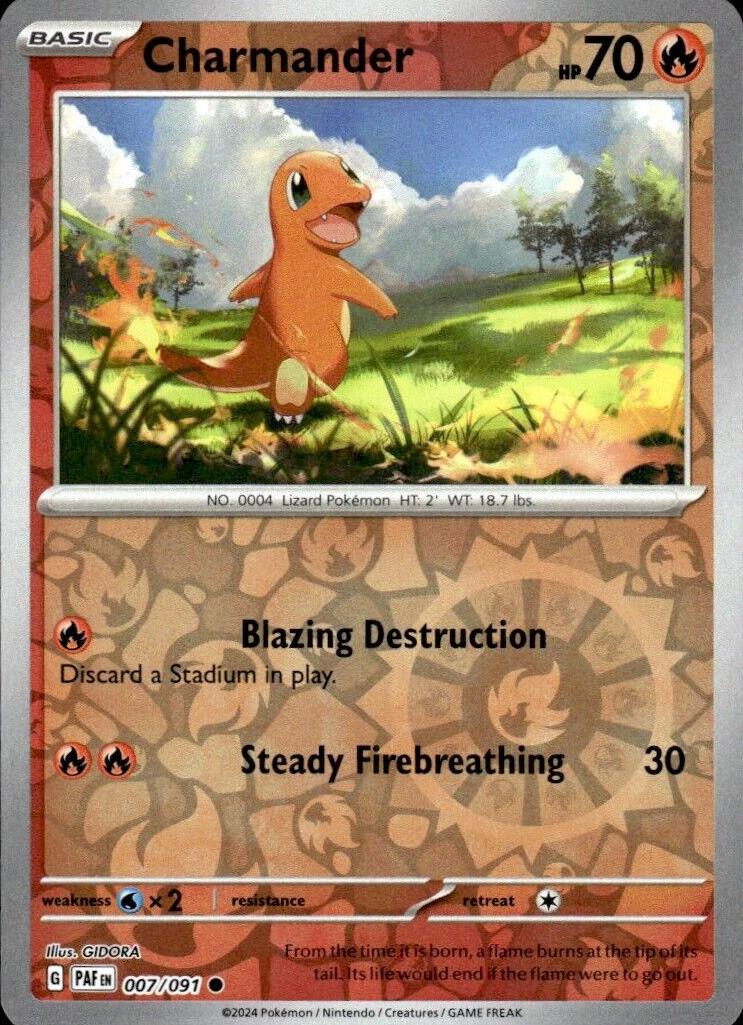 2024 Pokemon Scarlet & Violet Paldean Fates Reverse Holo Charmander #7 PSA 9