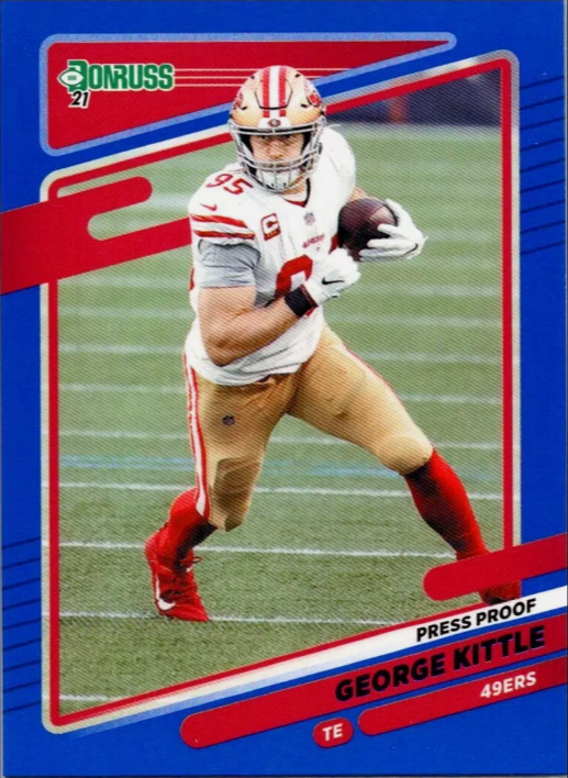 2021 Panini Donruss Football Press Proof Blue George Kittle #54
