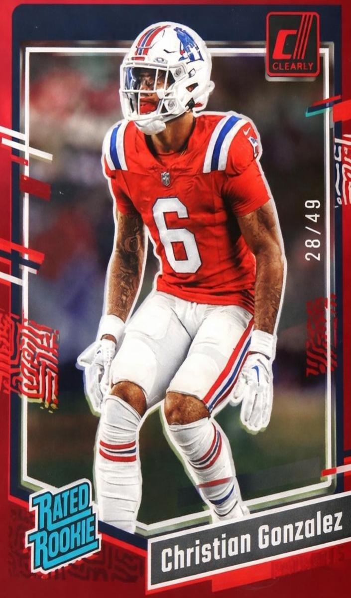 2023 Panini Clearly Donruss Football Red Christian Gonzalez #98