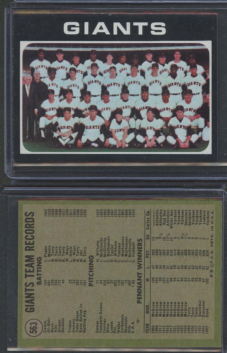 1971 Topps Baseball San Francisco Giants Team #563 PSA 6
