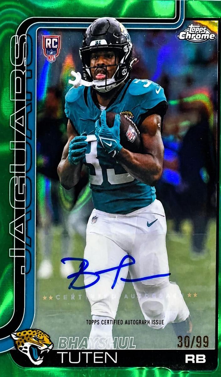 2025 Topps Chrome Football Green Lava Refractor Bhayshul Tuten #RA-BT