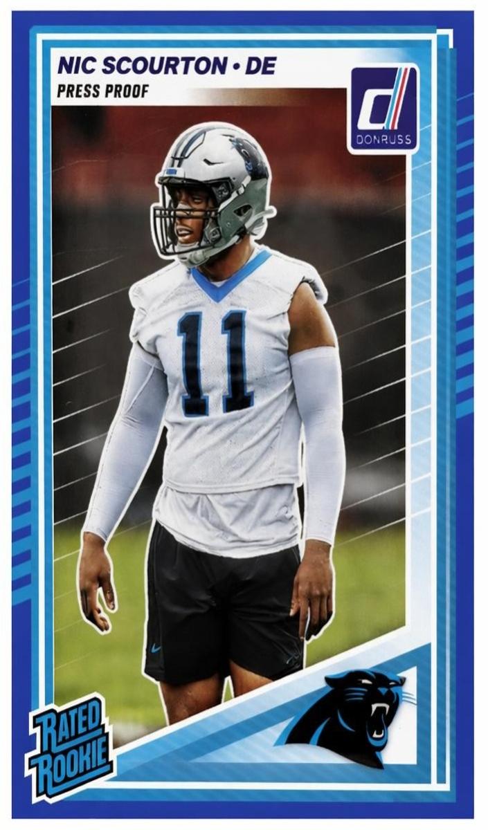 2025 Panini Donruss Football Press Proof Blue Nic Scourton #383