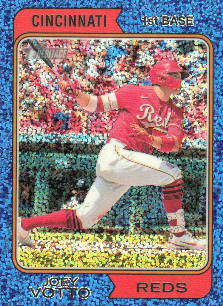 2023 Topps Heritage Baseball Blue Sparkle Joey Votto #421 PSA 9