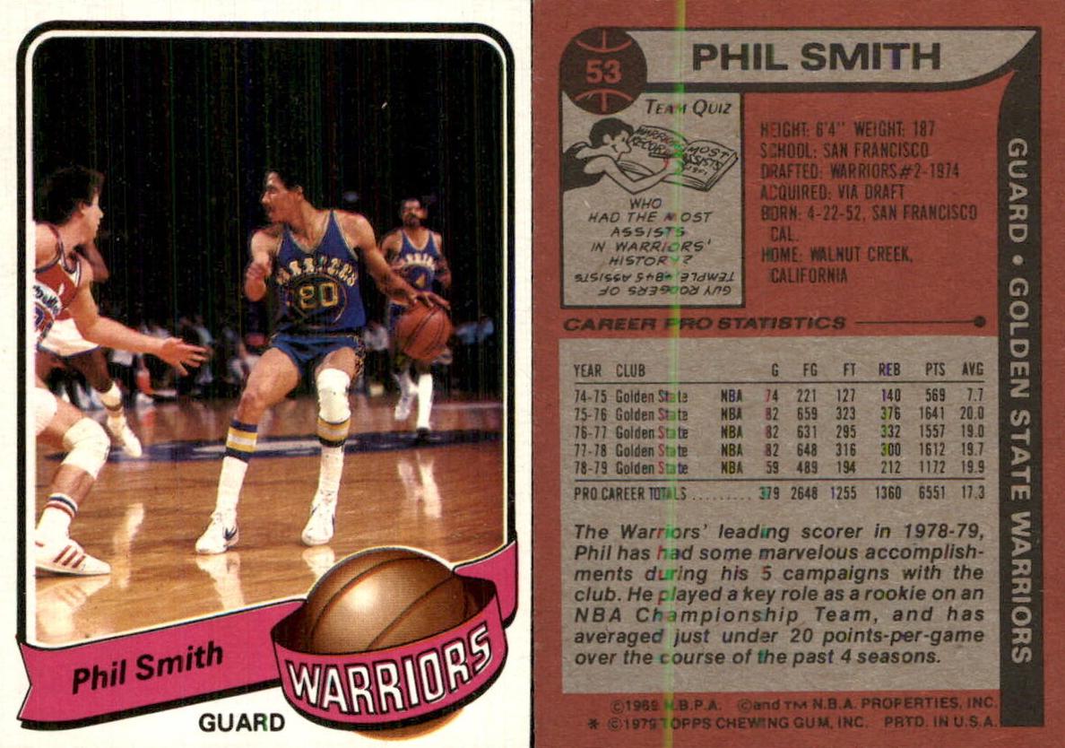 1979 Topps Basketball Phil Smith #53 PSA 7.5