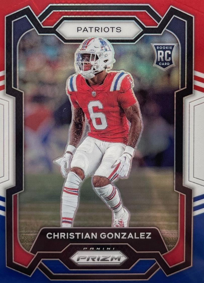 2023 Panini Prizm Football Red White Blue Christian Gonzalez #369 PSA 9
