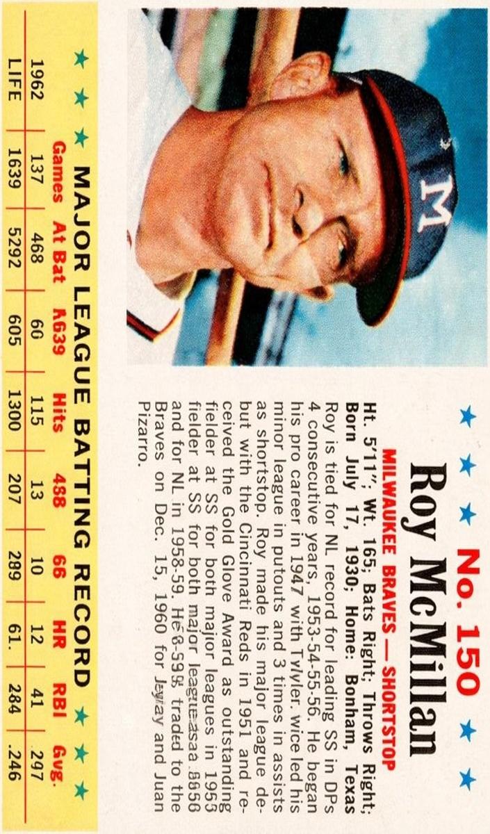 1963 Post Cereal Baseball Roy McMillan #150