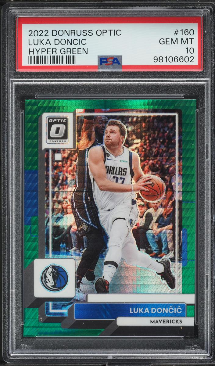 2022 Donruss Optic Basketball Hyper Green Luka Doncic #160 PSA 7.5