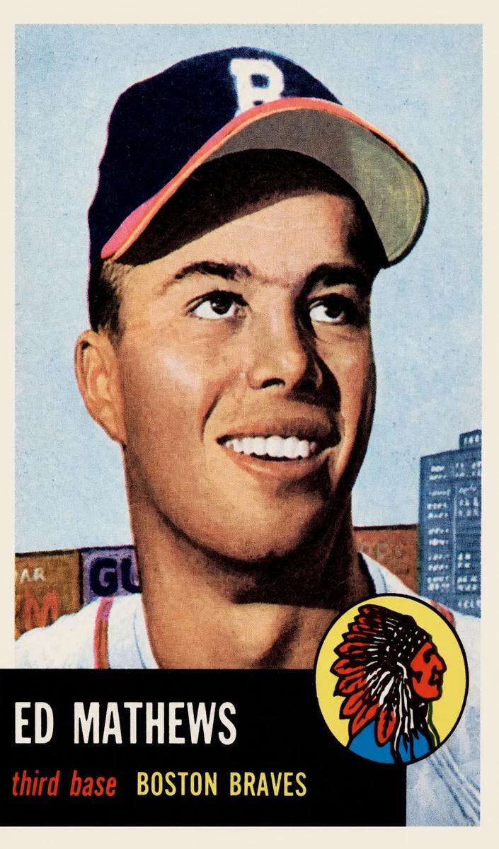 1953 Topps Baseball Eddie Mathews #37