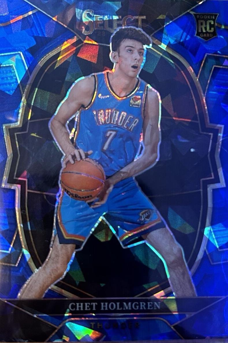 2022 Panini Select Basketball Blue Cracked Ice Chet Holmgren #83